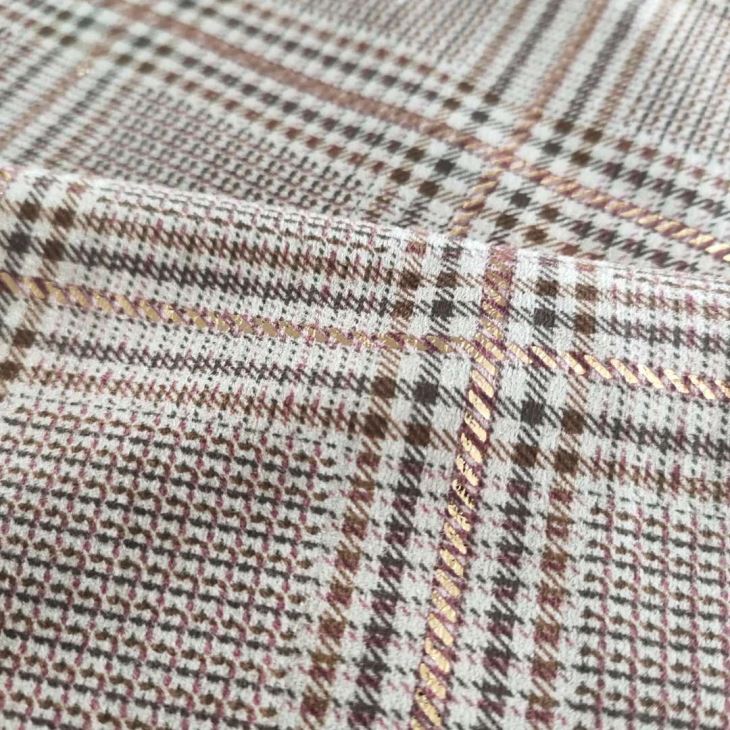 High Quality Gold Stamping Plaid Fabric With Silky Feeling